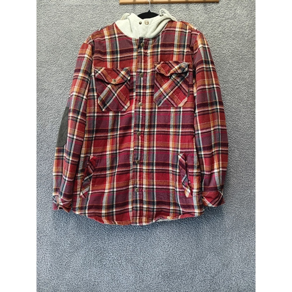 Legendary Whitetails Y2K Hooded Flannel Jacket Men's MD Sherpa Lined Plaid